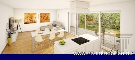 Innenansicht einer Erdgeschosswohnung - Visualisierung aus Sicht des Architekten Innenansicht einer Erdgeschosswohnung - Visualisierung aus Sicht des Architekten